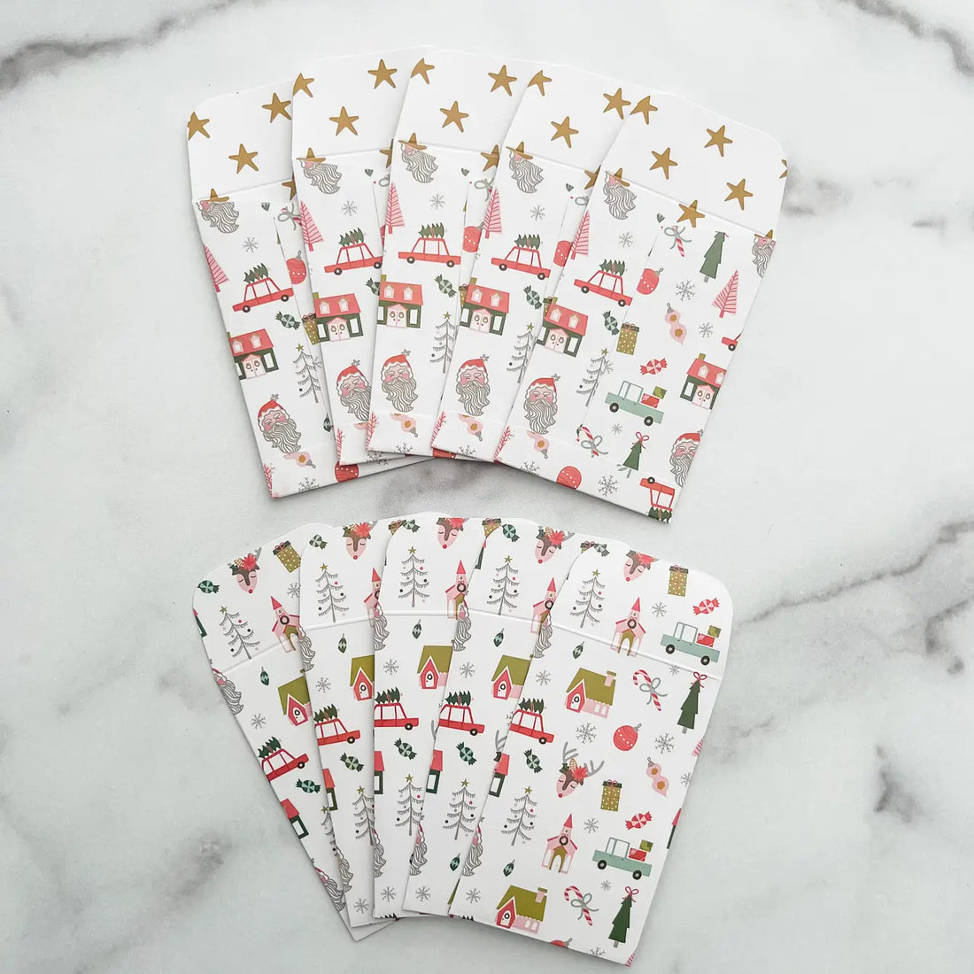 10 gift card holders featuring a christmas design