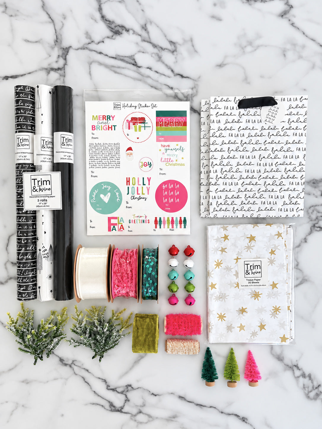 2026 Deluxe Holiday Wrapping Kit - Black, White & Bright