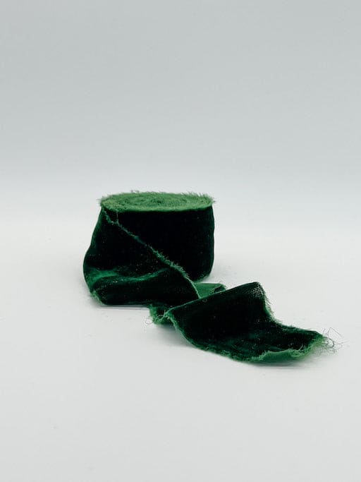 2" evergreen frayed edge velvet