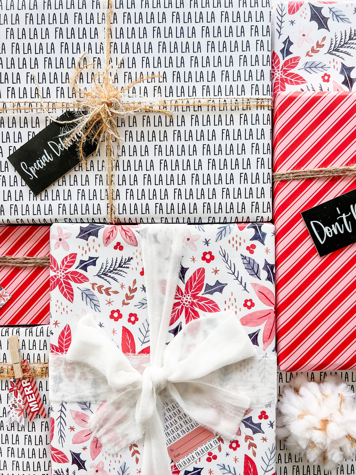 Flat lay of holiday gifts