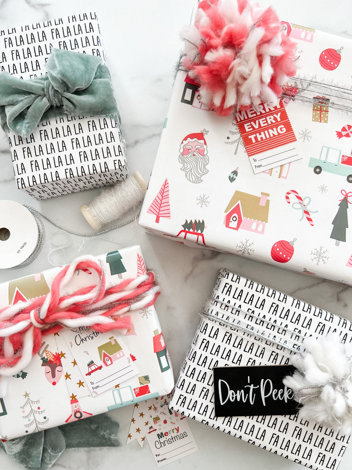 Flat lay picture of holiday gifts