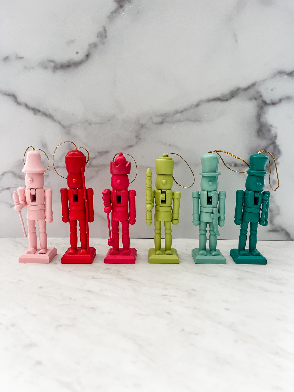 Set of 6 colorful nutcrackers standing up