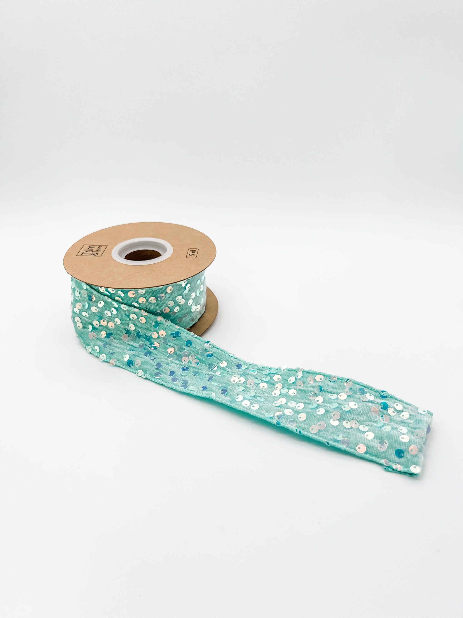 Blue ribbon with glitter on a white background