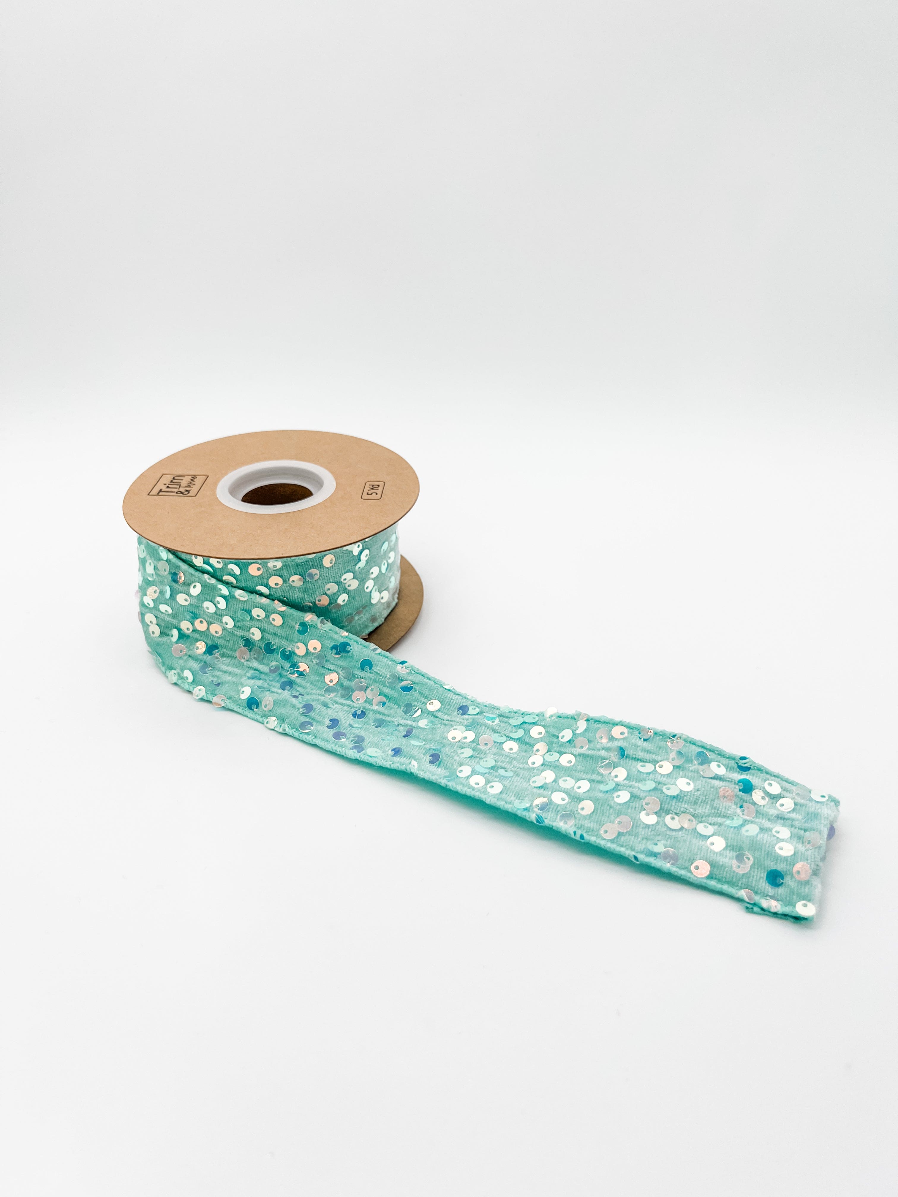 Blue ribbon with glitter on a white background