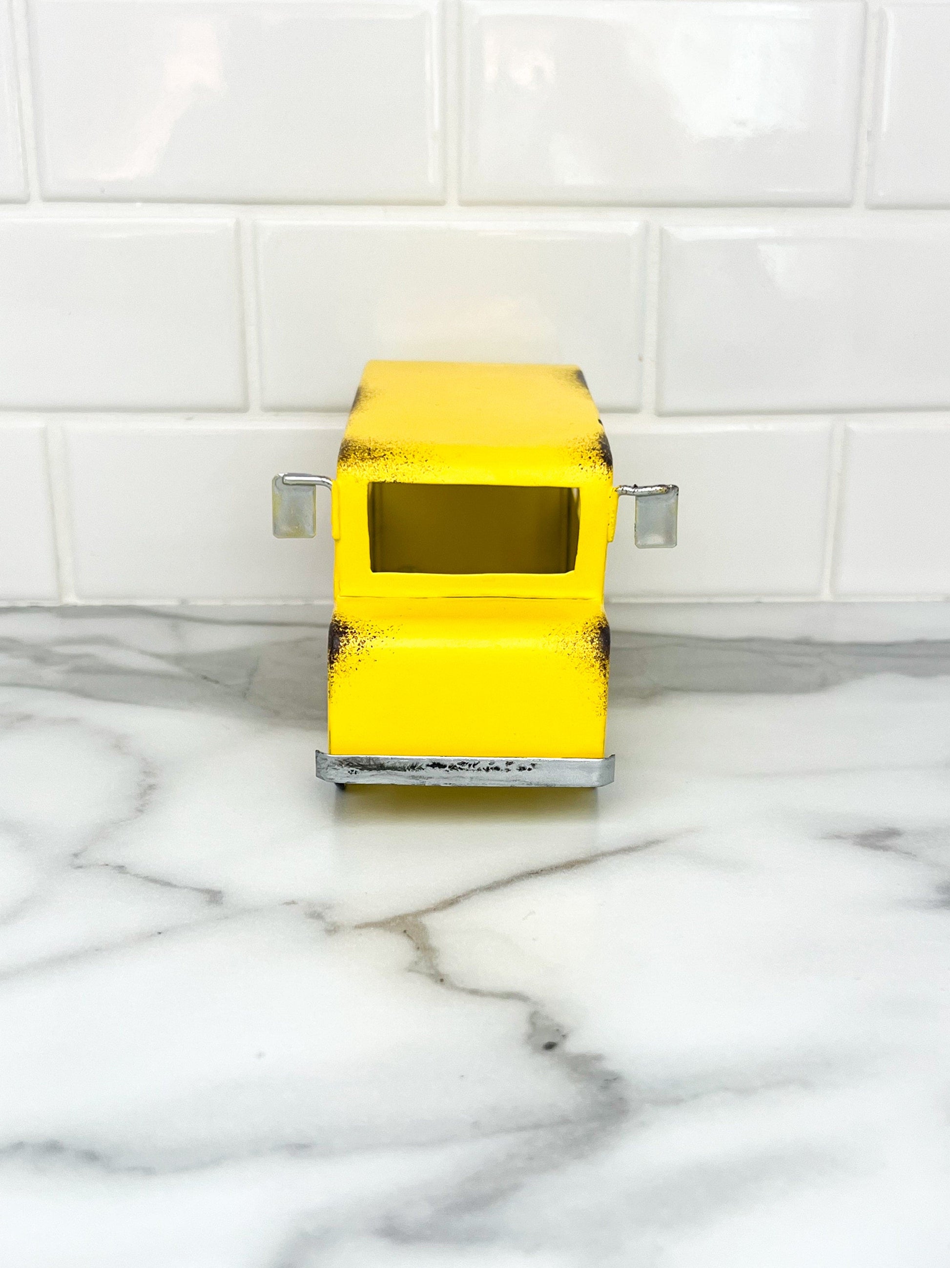Metal yellow school bus decoration, back to school decor, tiered tray decor, classroom decor