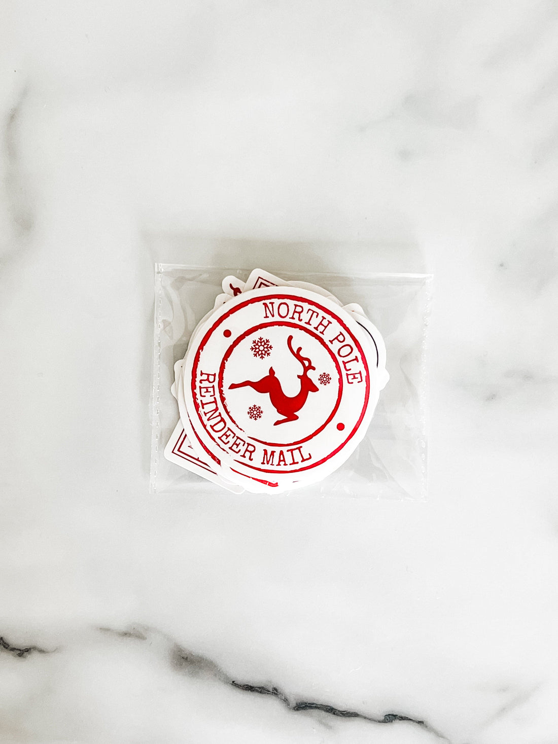 North Pole Christmas gift stickers, vintage Santa mail and Christmas sticker set
