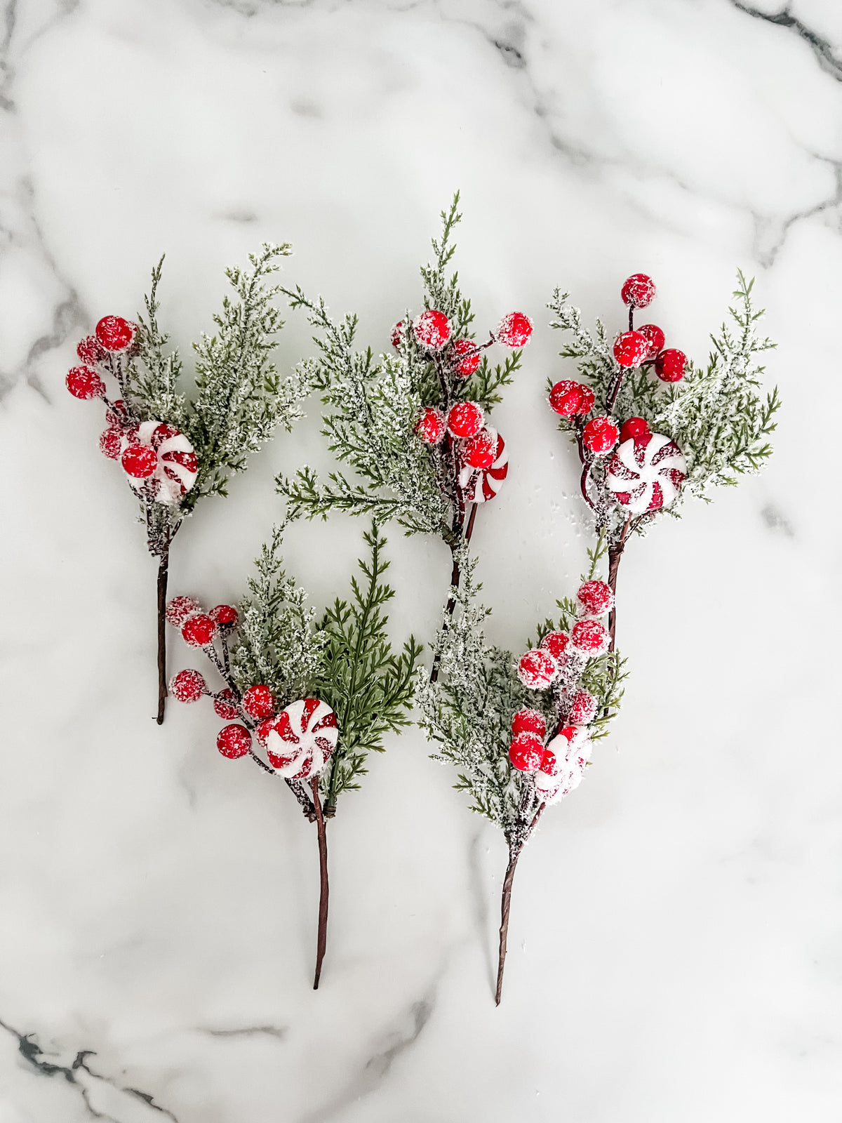 Peppermint Greenery Sprigs - Set of 5