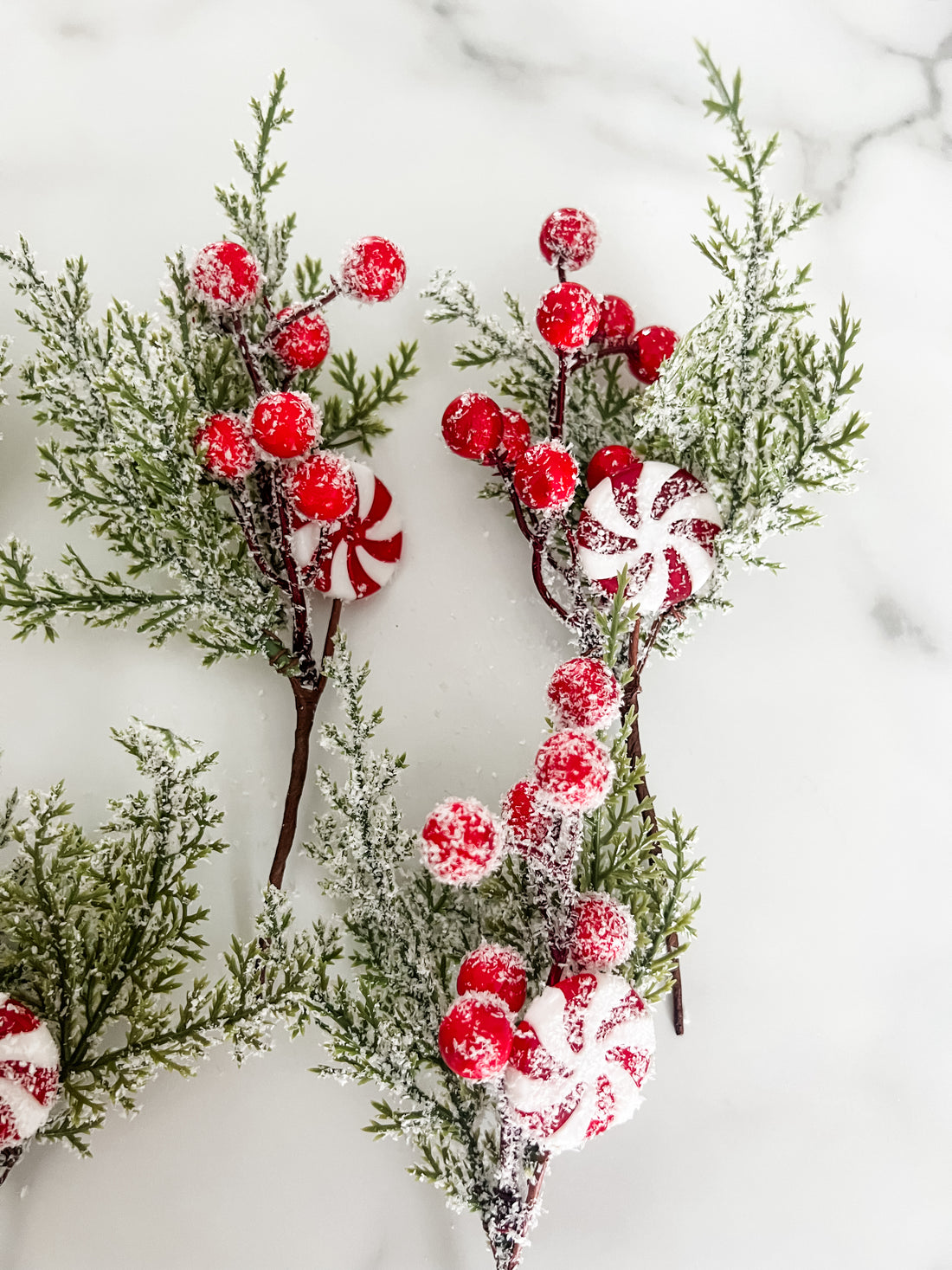 Peppermint Greenery Sprigs - Set of 5