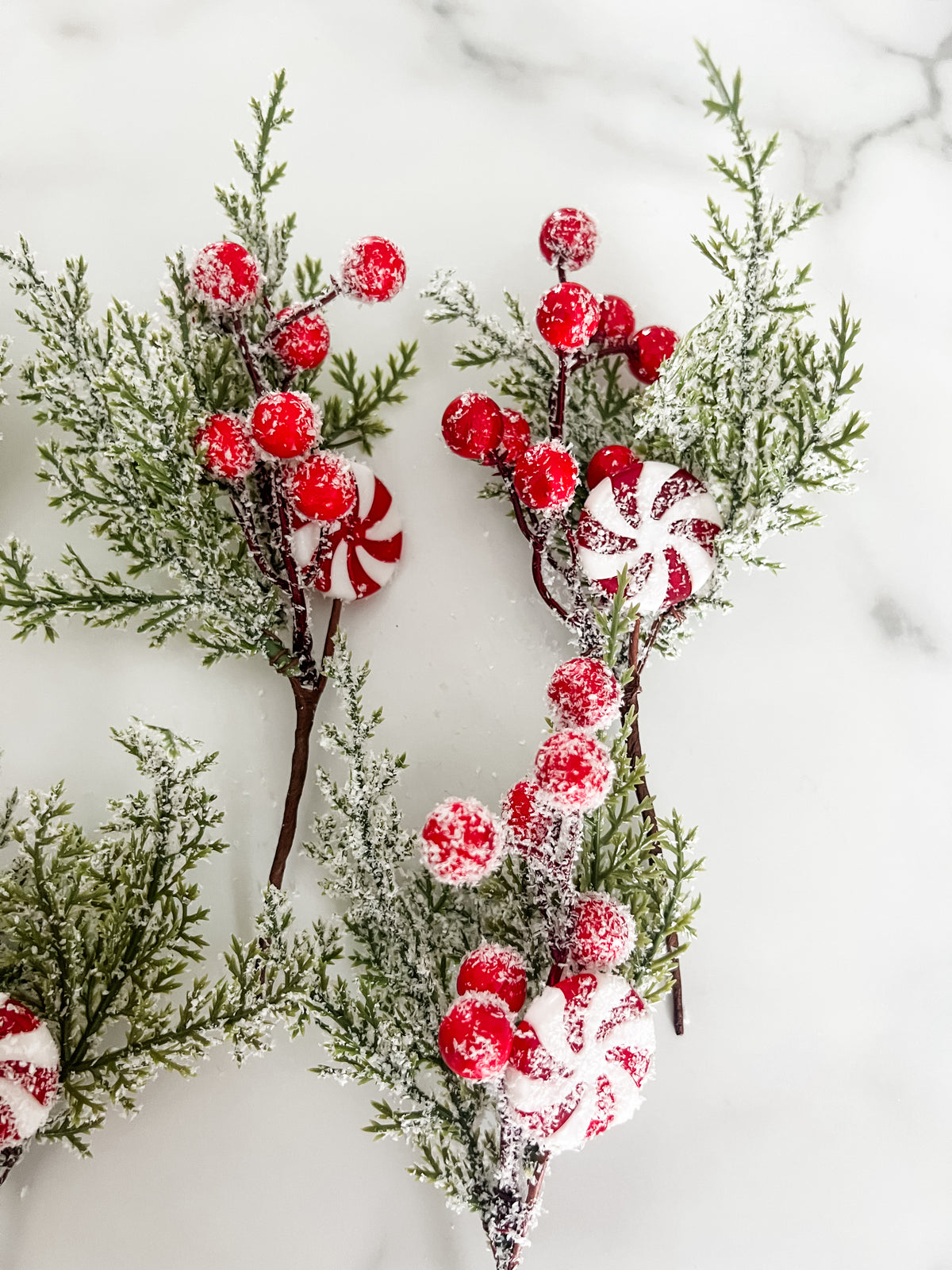 Peppermint Greenery Sprigs - Set of 5