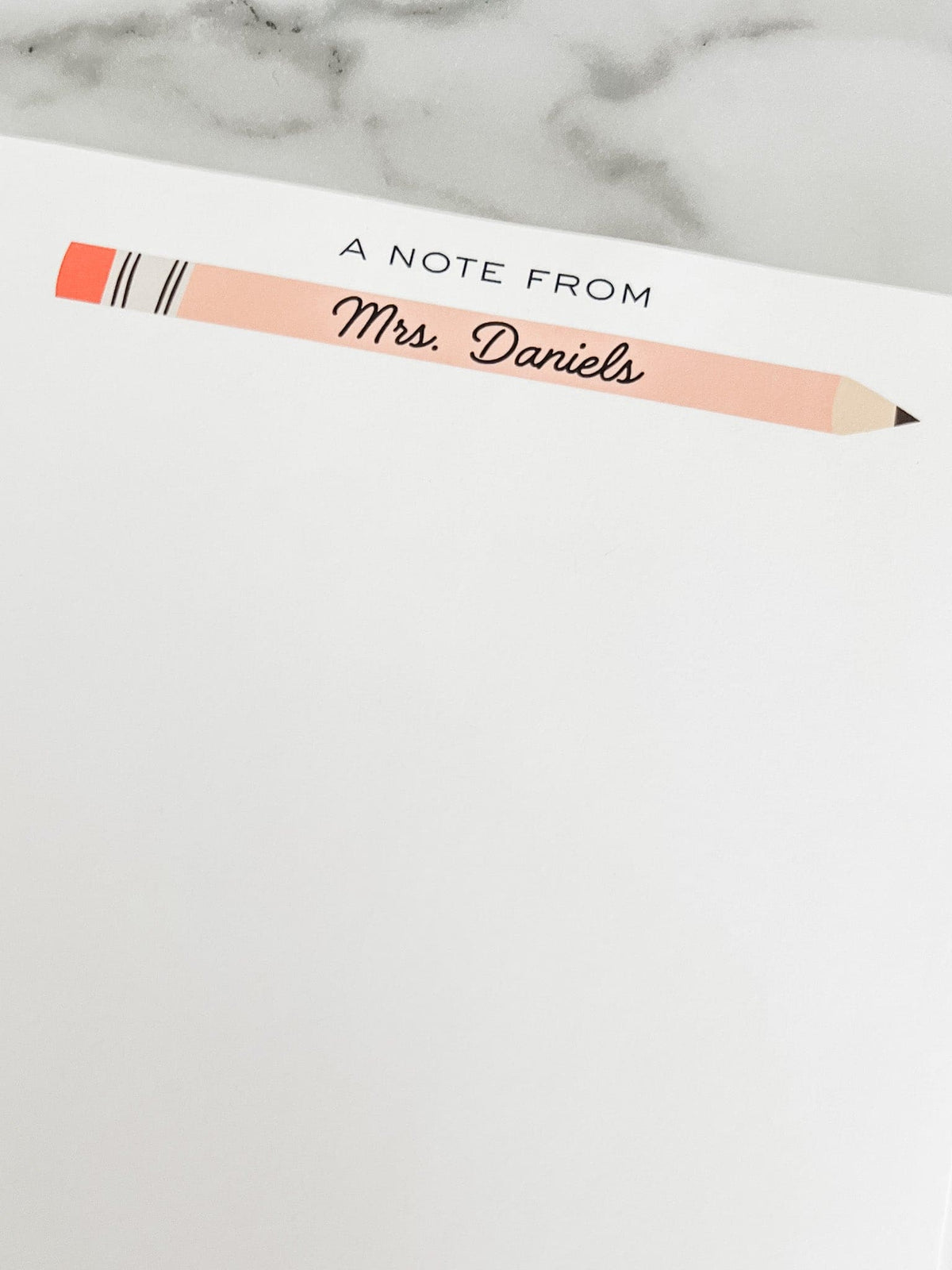 Personalized Teacher Notepad with a colorful pencil