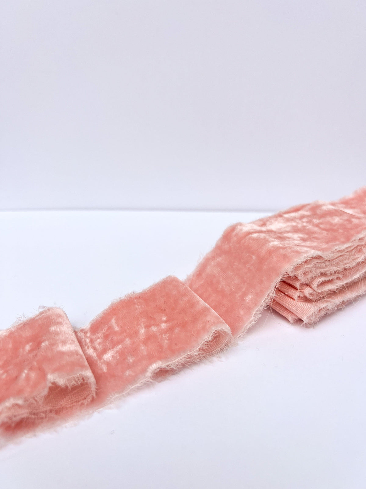 2" pink frayed edge velvet
