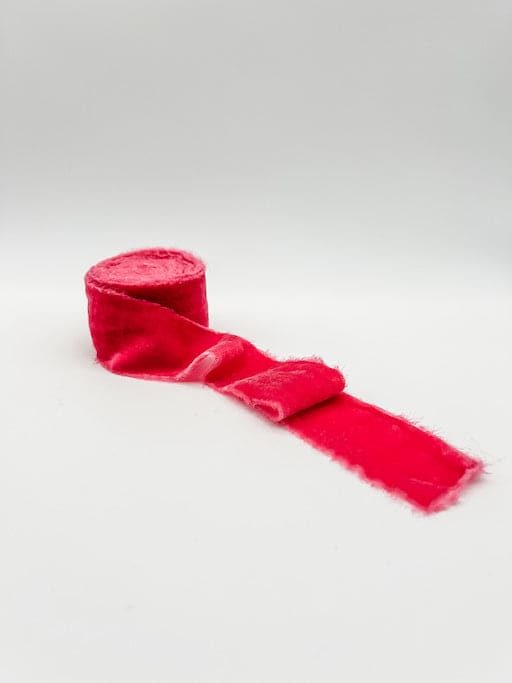 Pink Punch Velvet Ribbon Raw Edge
