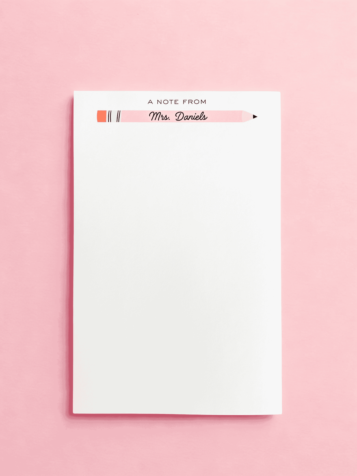 Personalized Teacher Notepad with a colorful pencil